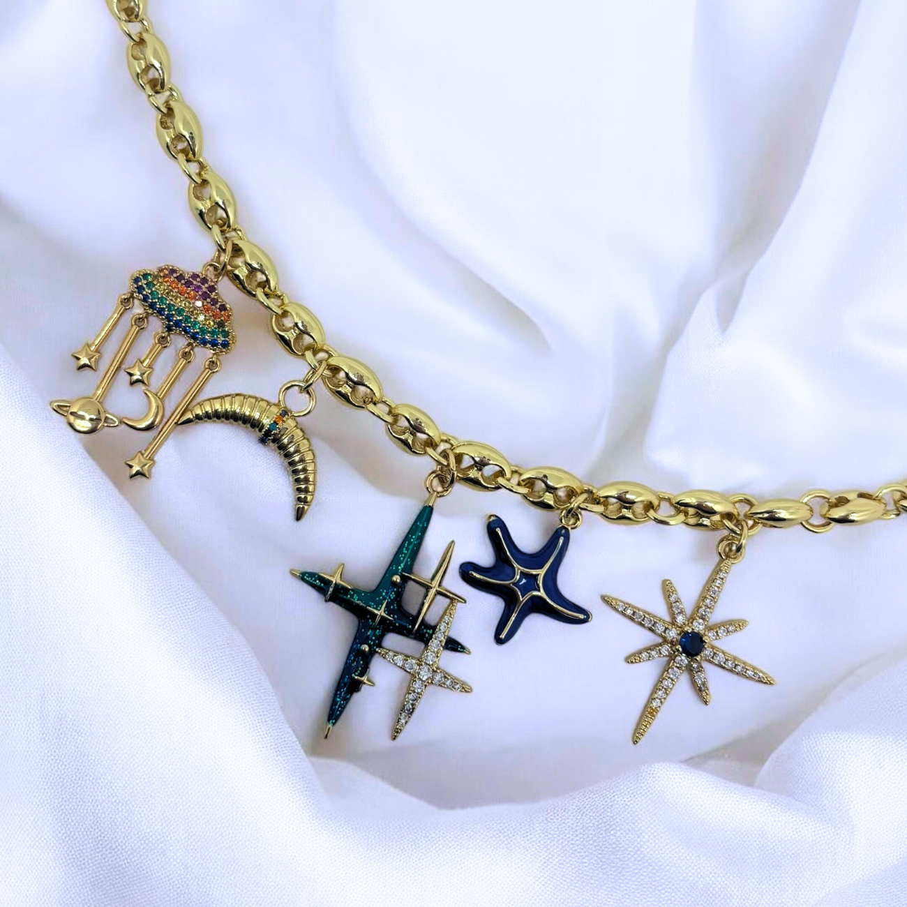 Mireya | Celestial Gold Charm Necklace