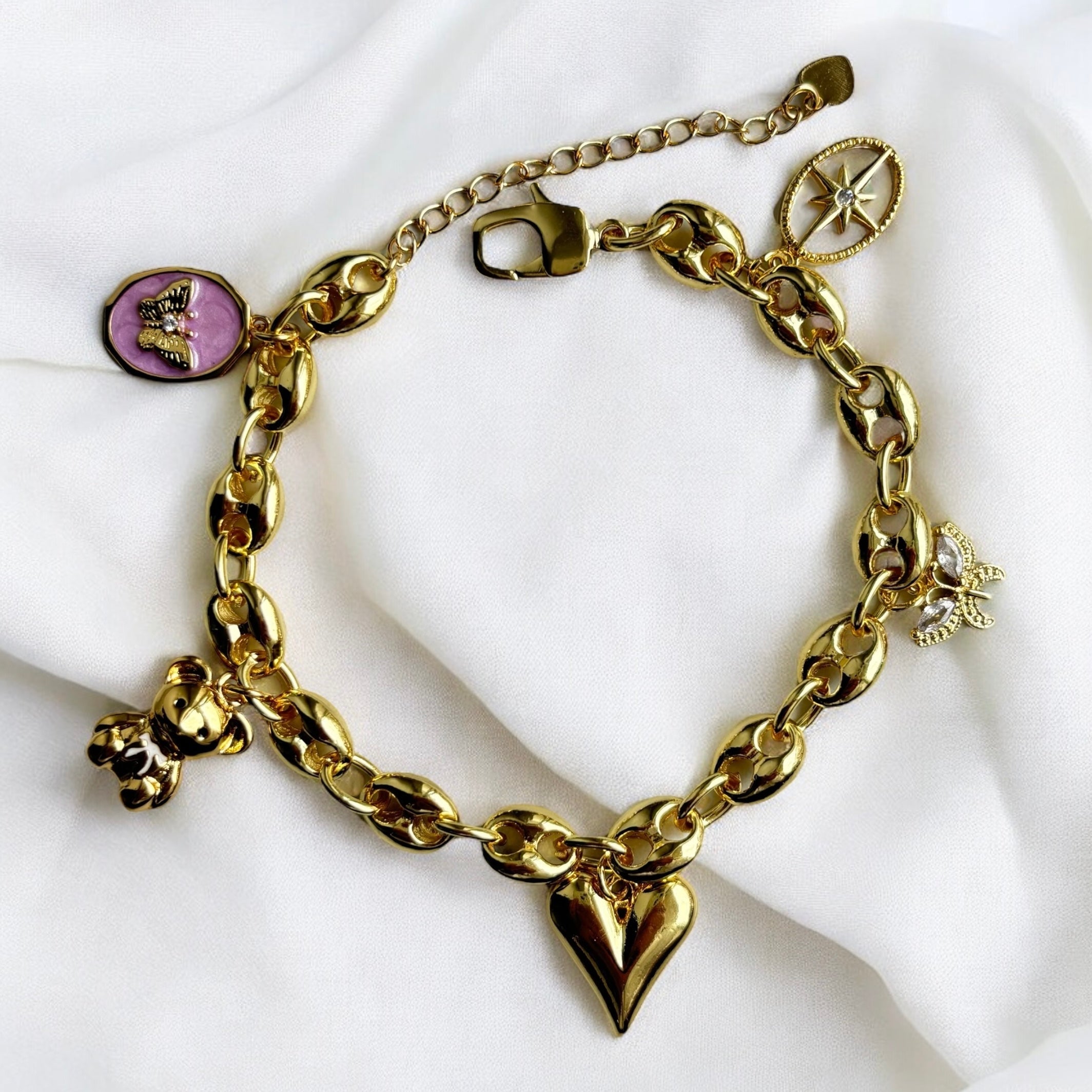 Dorotha | Gold Chain Charm Bracelet
