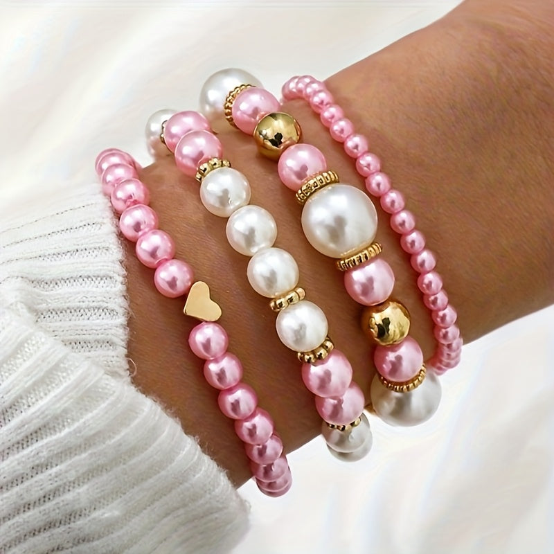 Lorraine | Pearl Heart Bracelet Set