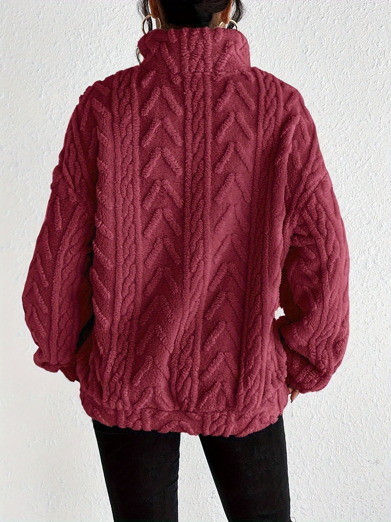 Elara | Cable-Knit Fleece Half-Zip Sweater
