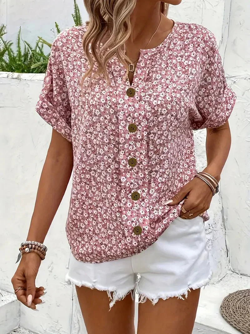 Xia | Wildflower Notch Blouse