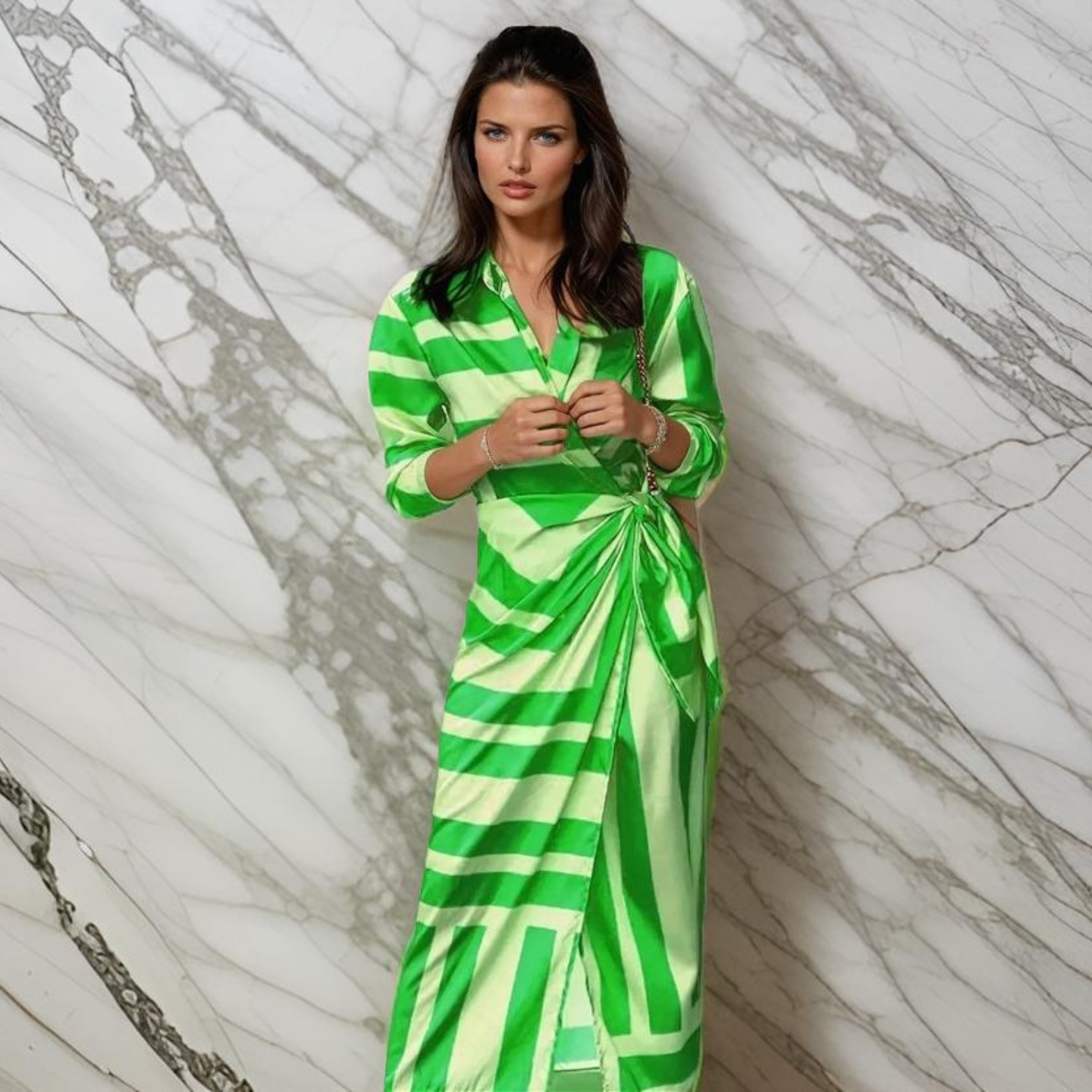 Elaine | Elegant Patterned Wrap Dress