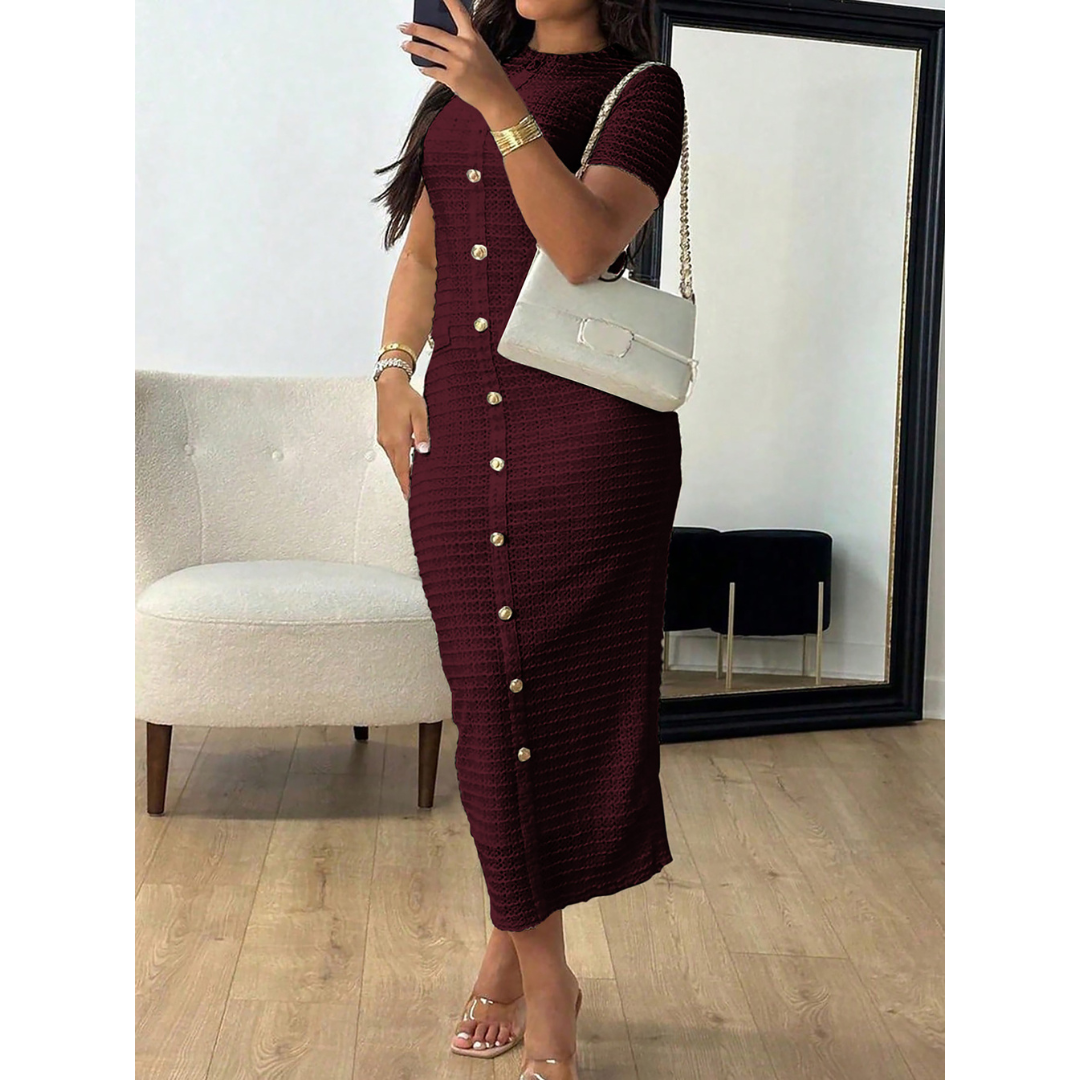 Céleste | Crew Neck Formal Midi Dress