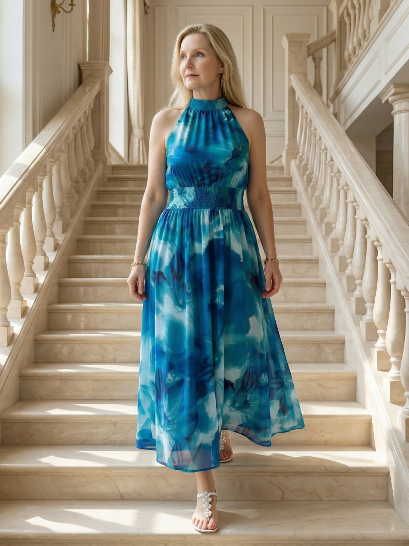 Rayna | Gathered Halter Midi Dress