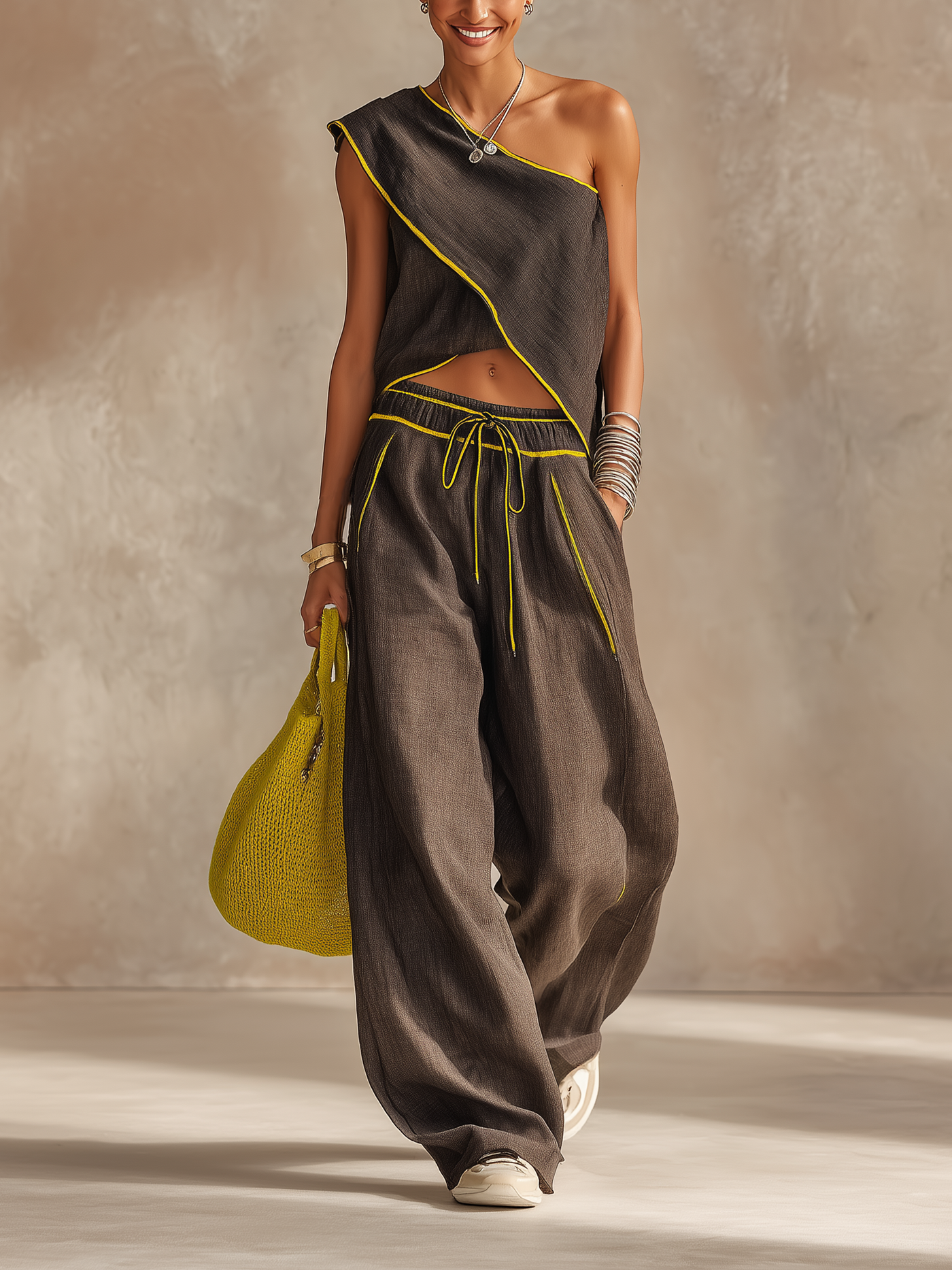 Jennet | Boho Linen-Blend Asymmetrical Two-Piece Set