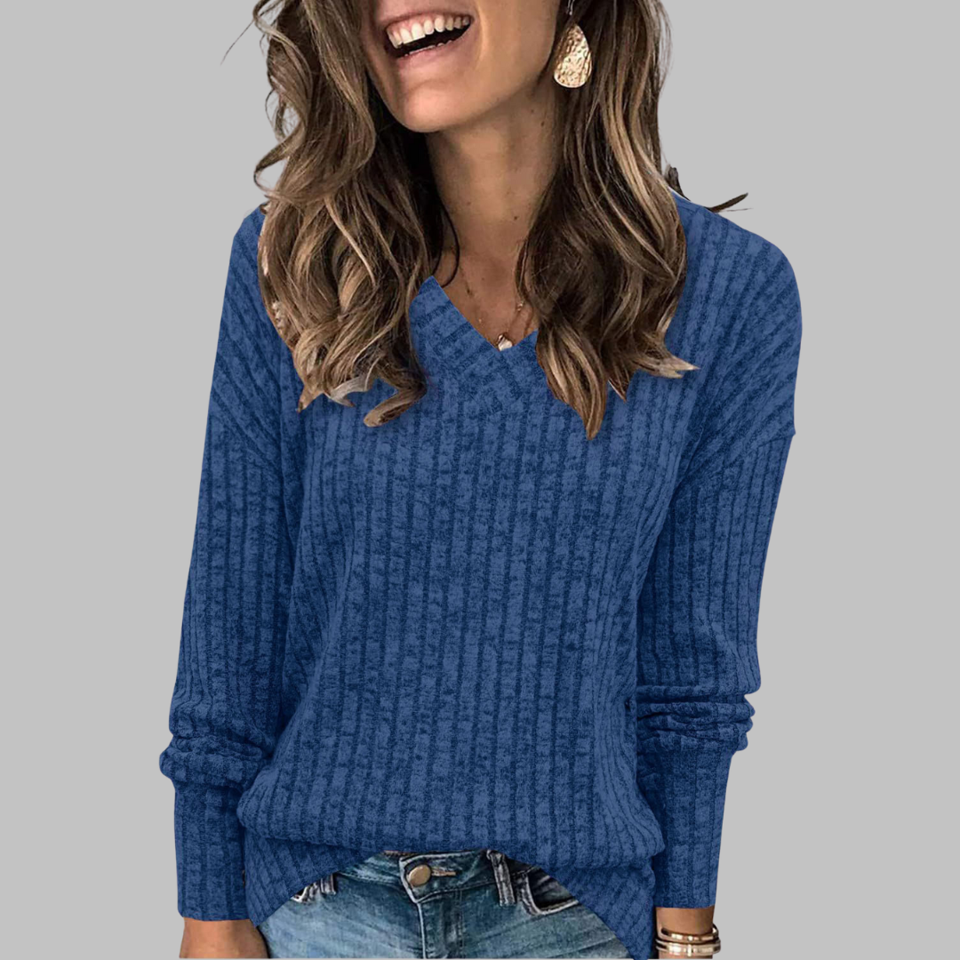 Camille | Soft V-Neck Long Sleeve Top
