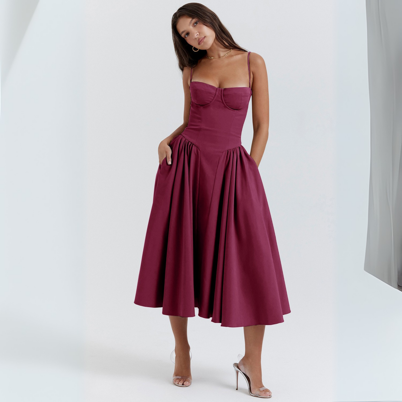 Vivienne | Spaghetti Strap Bodycon Midi Dress
