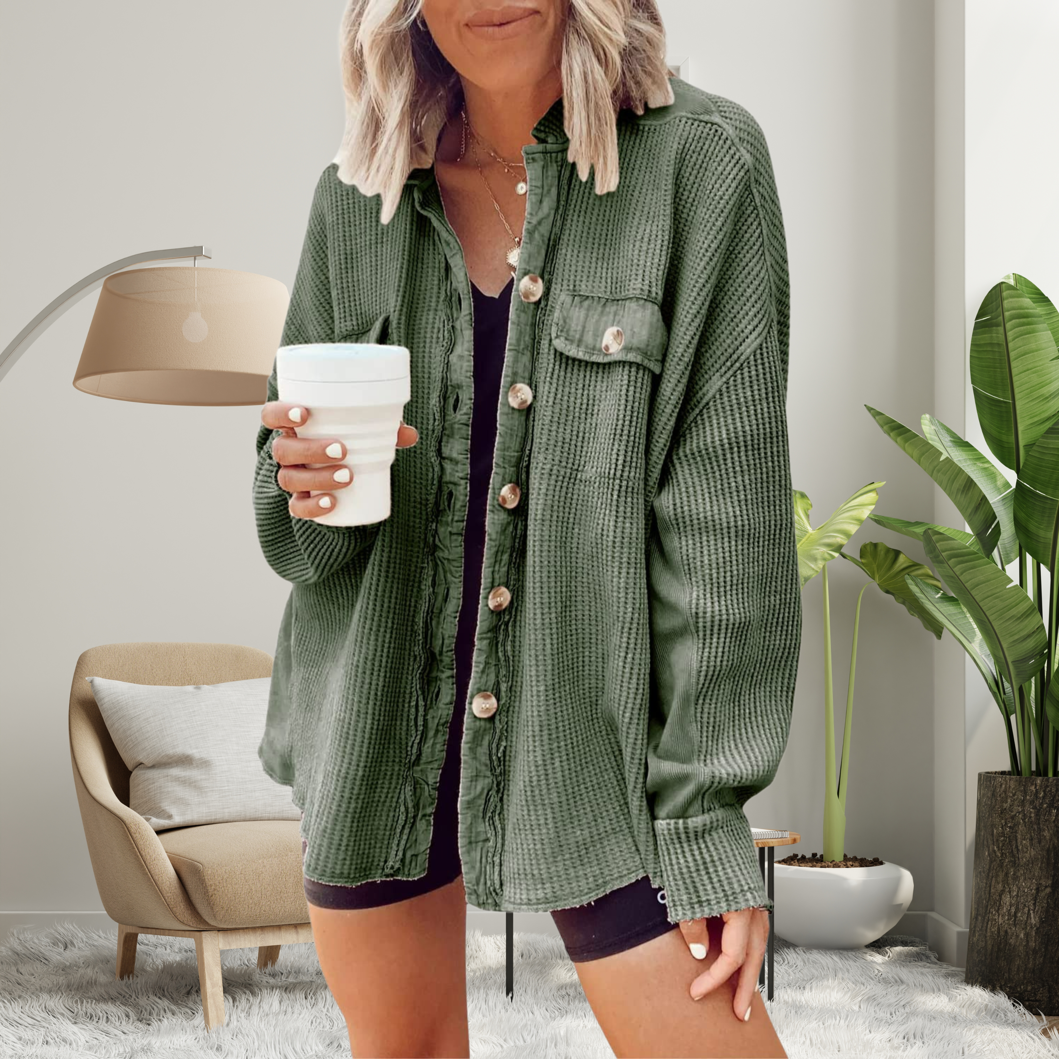 Celeste | Batwing Button-Down Cozy Jacket
