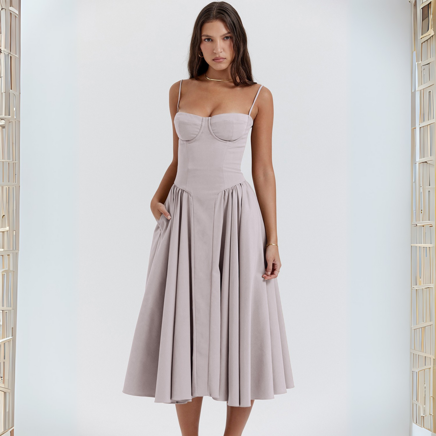 Vivienne | Spaghetti Strap Bodycon Midi Dress