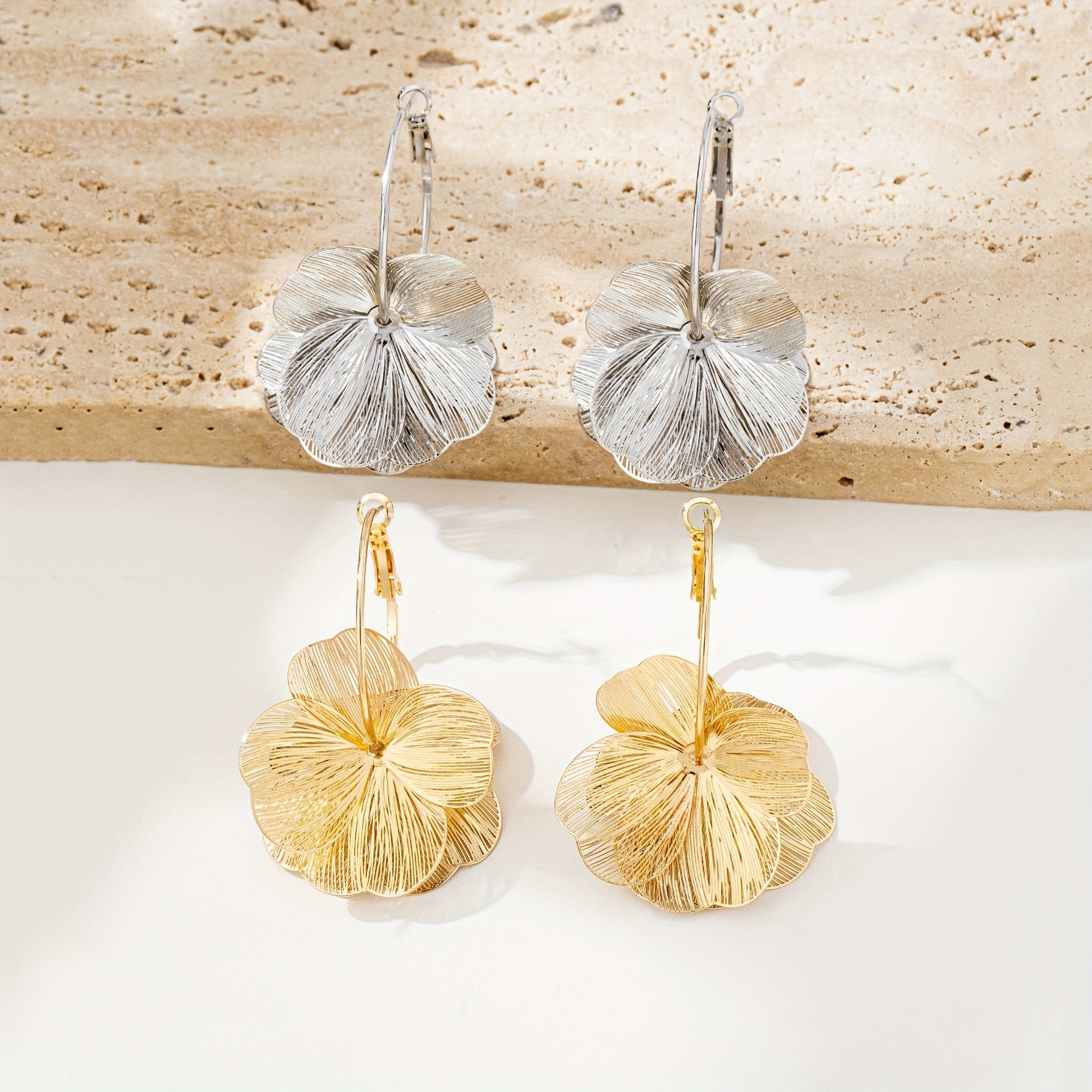 Annette | Bold Hollow Gold Drop Earrings