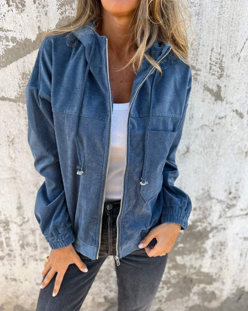 Céleste | Corduroy Hooded Zip-Up Jacket
