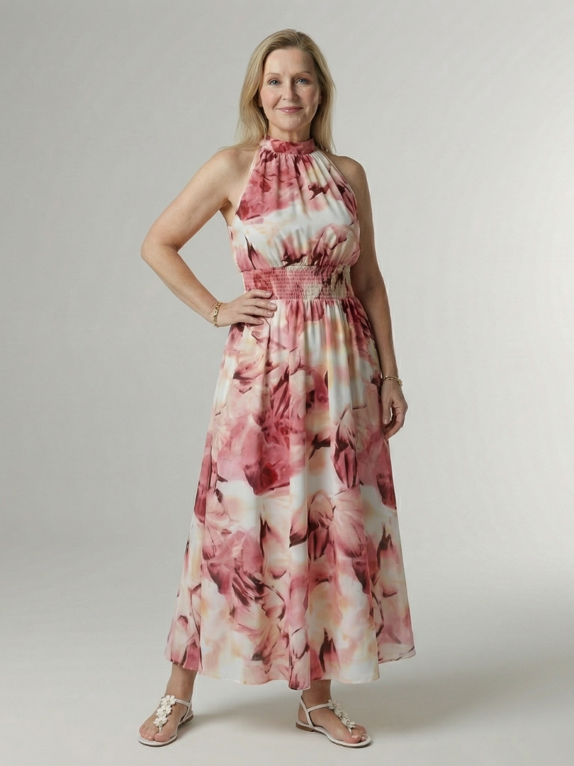 Rayna | Gathered Halter Midi Dress