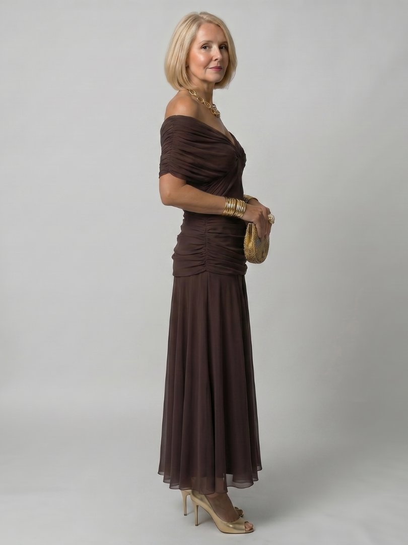 Treva | Off Shoulder Flow Midi Dress