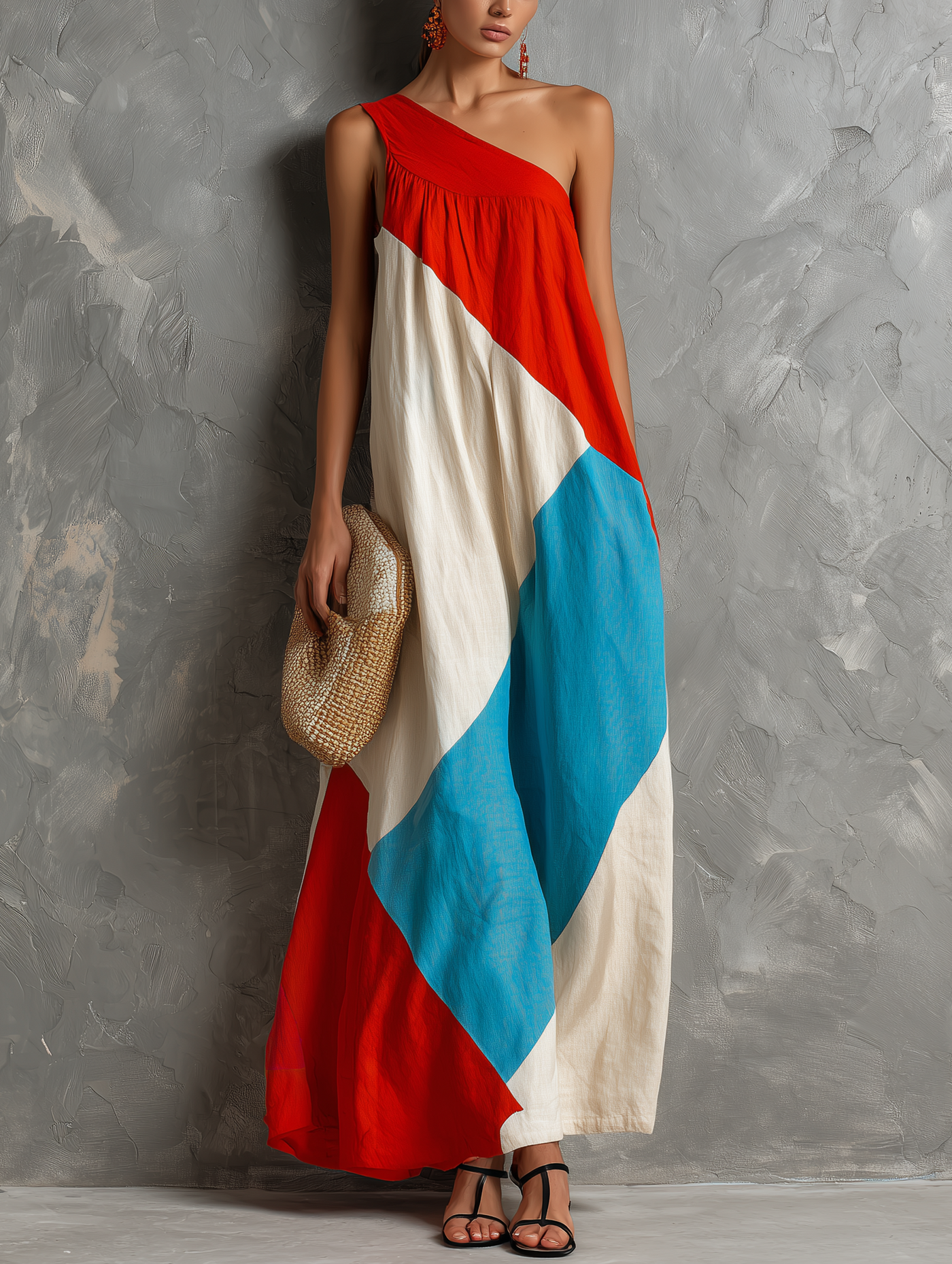 Brooke | One-Shoulder Color Block Maxi Dress