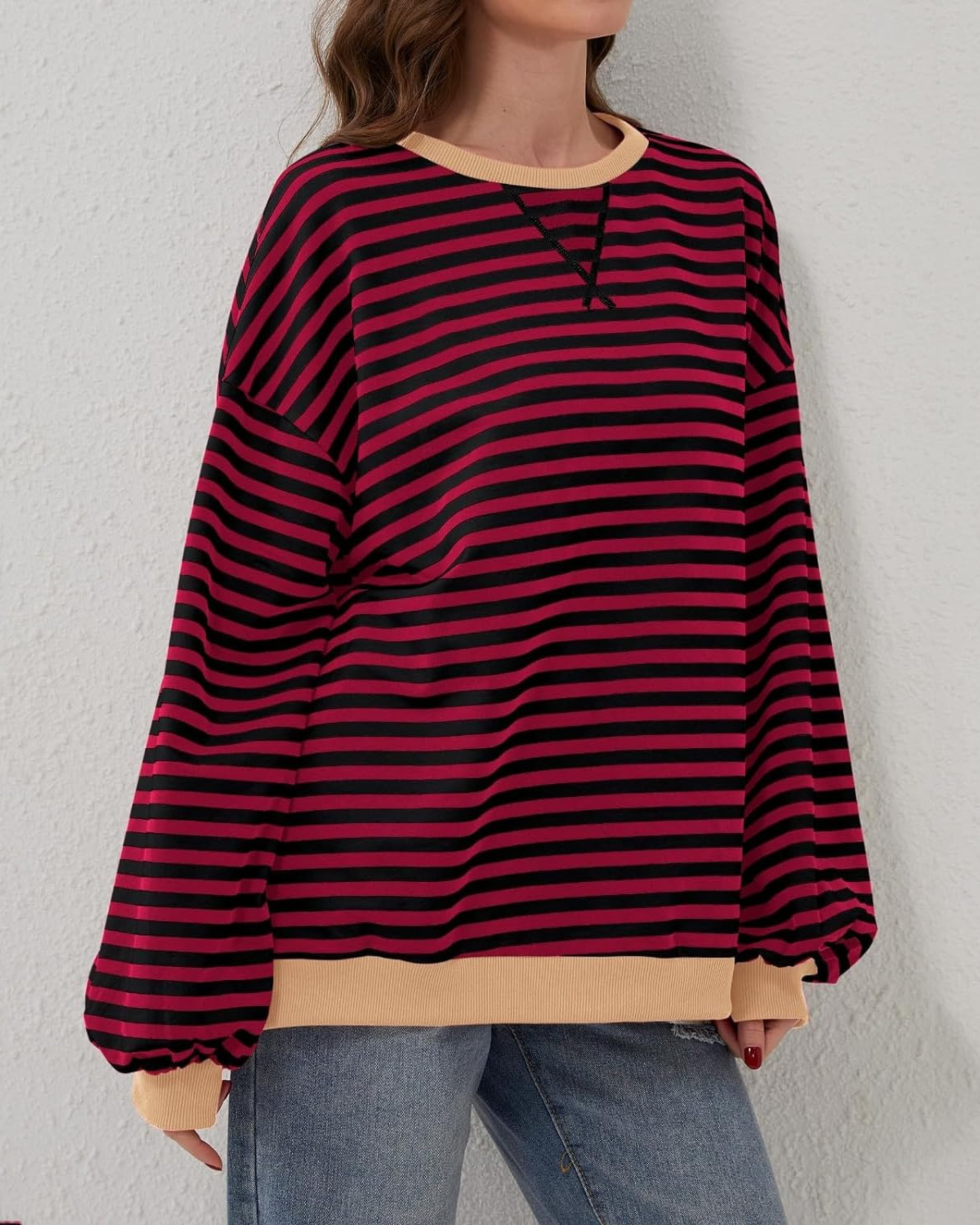 Camille | Striped Oversized Cozy Sweatshirt