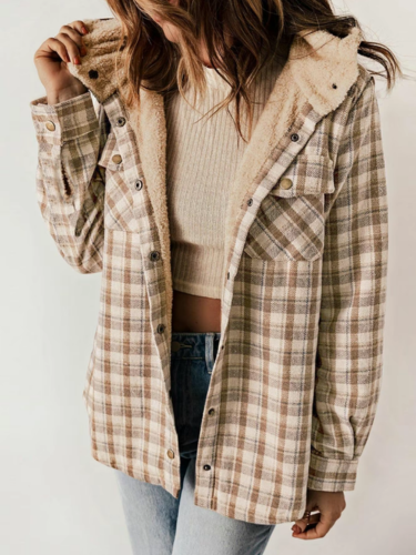 Vivienne | Sherpa-Lined Plaid Hooded Jacket