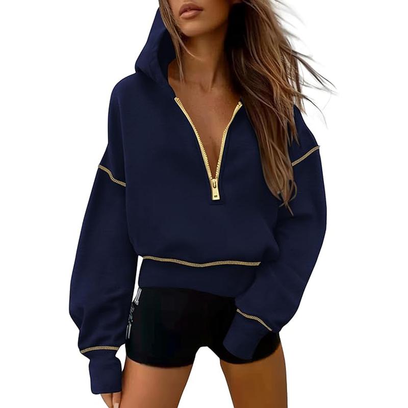 Céleste | Cropped Zip Hoodie with Stitch Detail