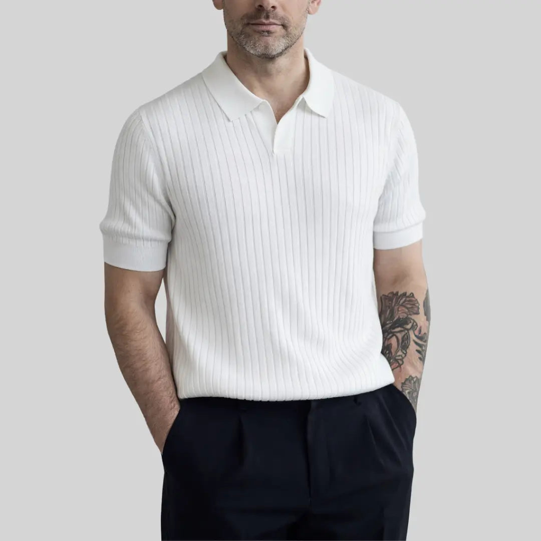 Ward | Ribbed Knit V-Neck Polo