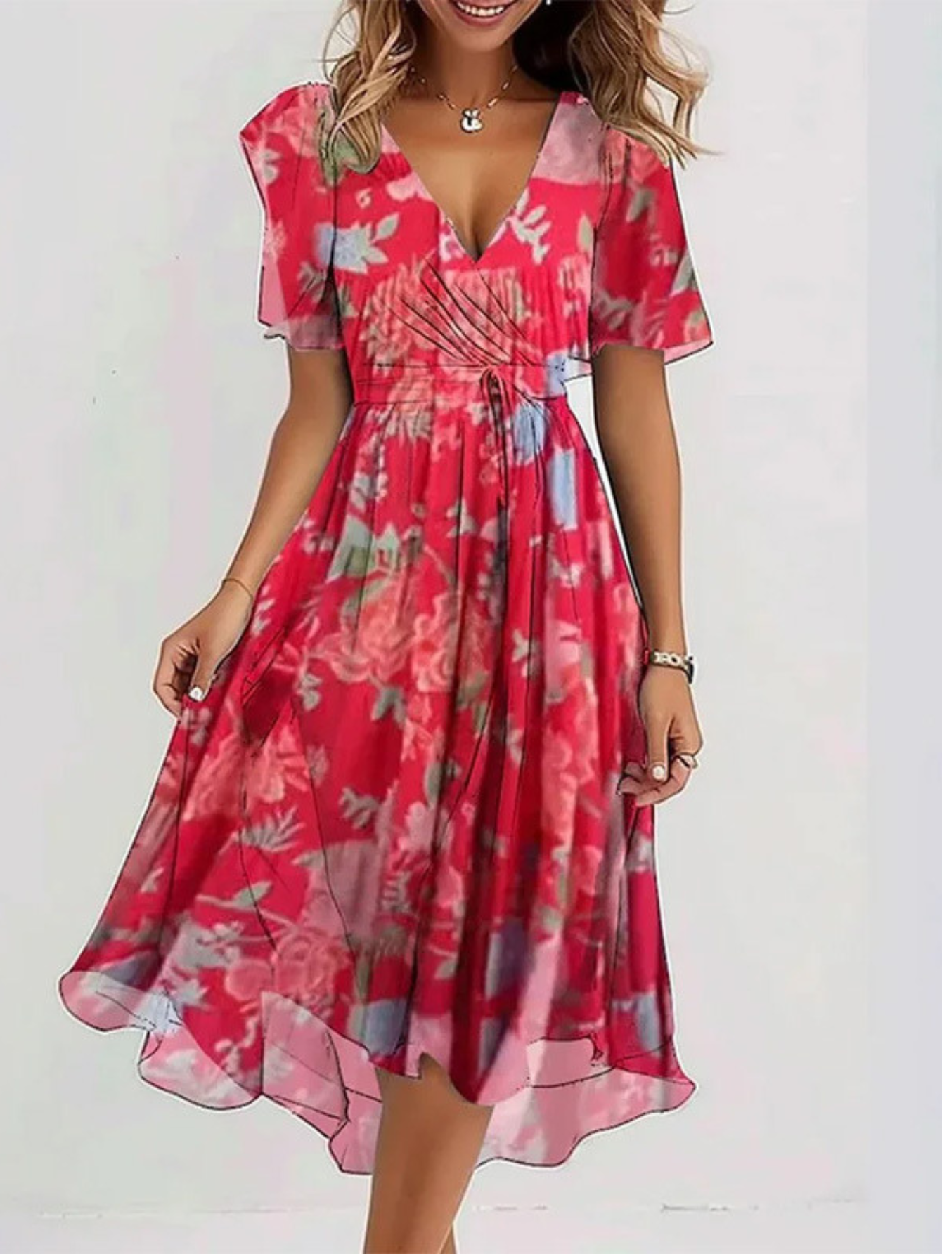 Lavina | Vibrant Boho Flowy Midi Dress