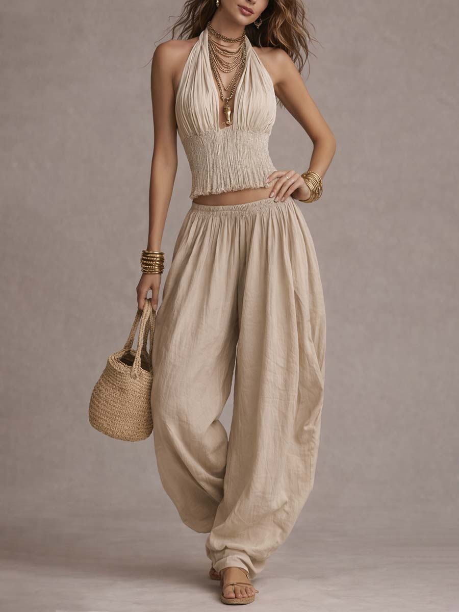 Carla | Boho Halter & Harem Two-Piece Set
