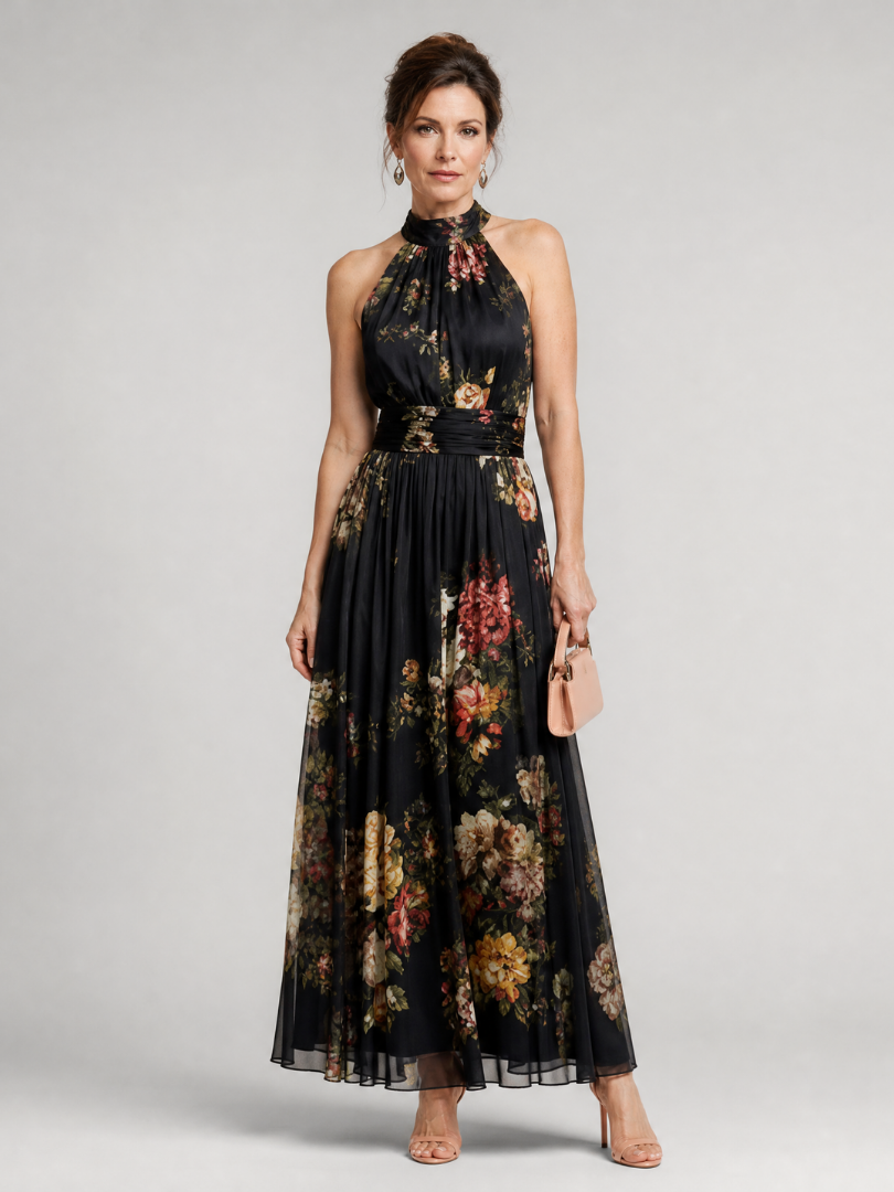 Sabrina | Floral Halter Midi Dress