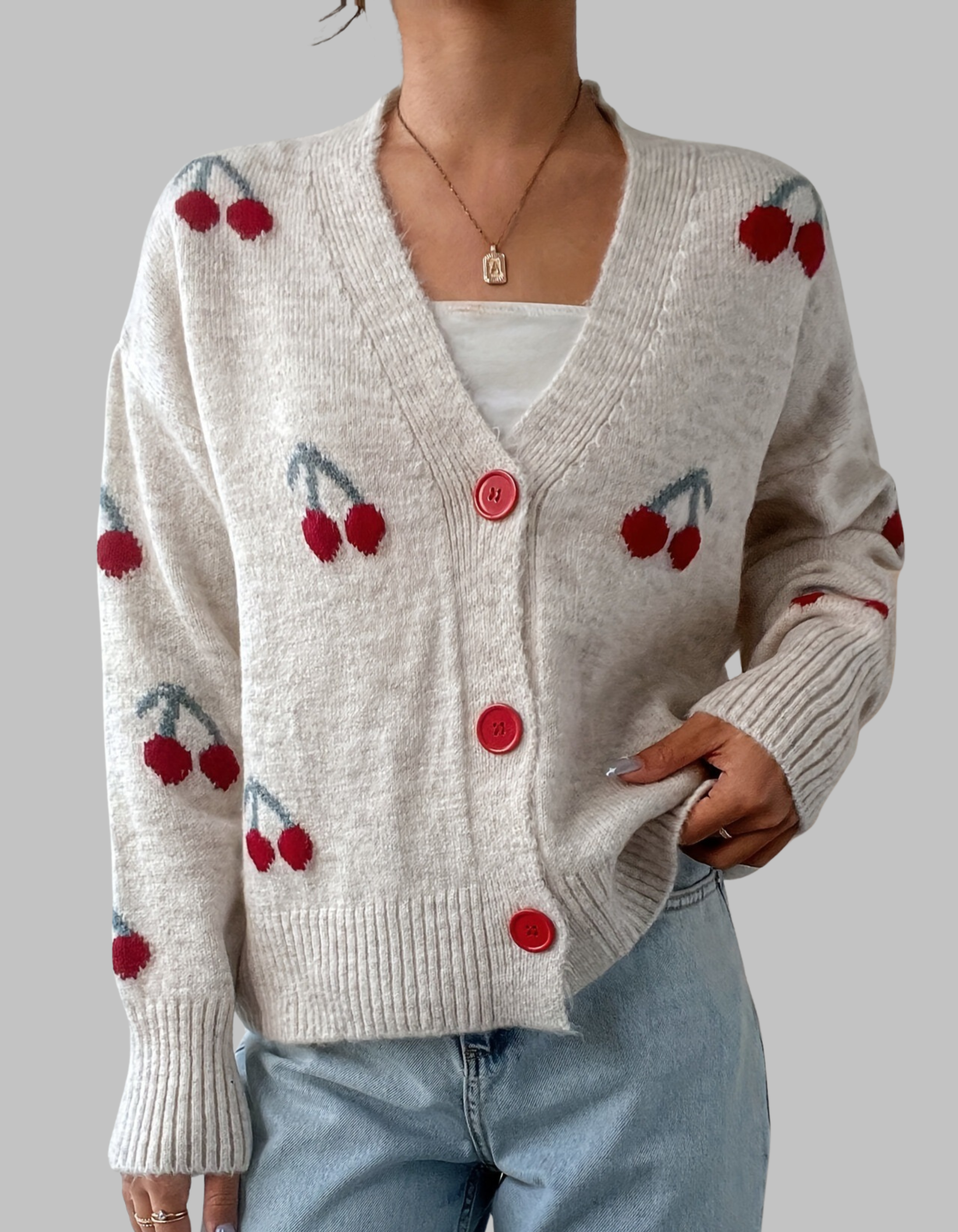 Céleste | Button-Front Long Sleeve Cardigan