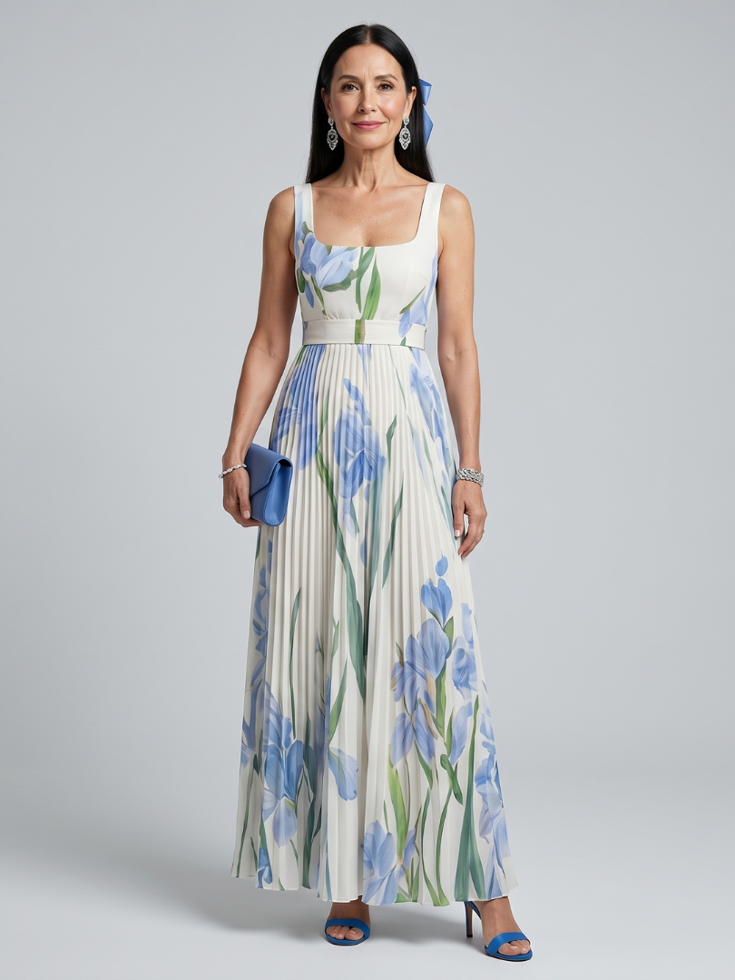 Valeda | Sleeveless Floral Print Midi Dress