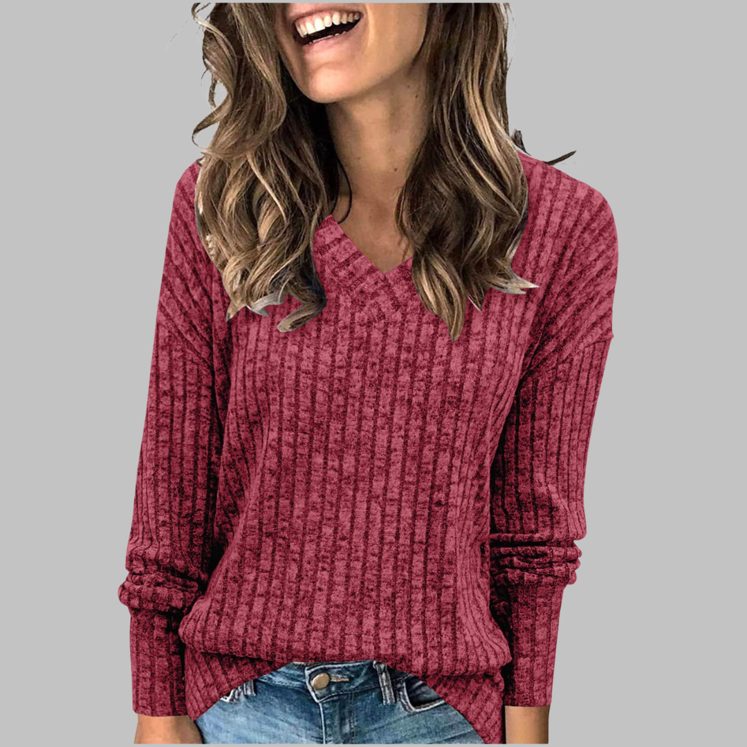 Camille | Soft V-Neck Long Sleeve Top
