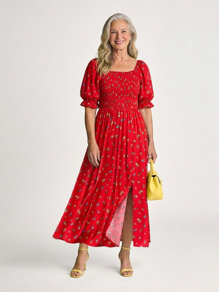 Vada | Square-Neck Floral Midi Dress