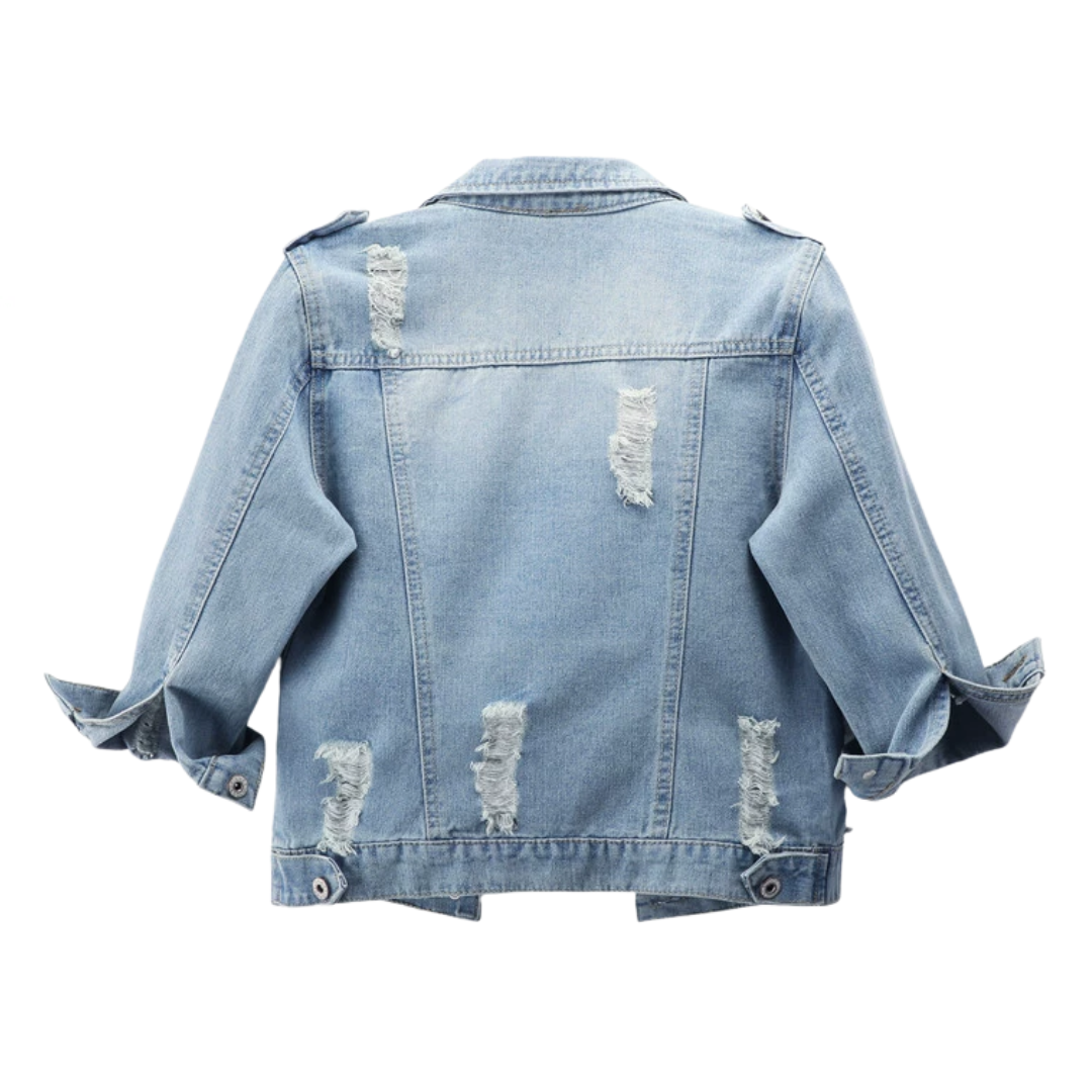 Raya | Distressed Cropped Washed Denim Jacket