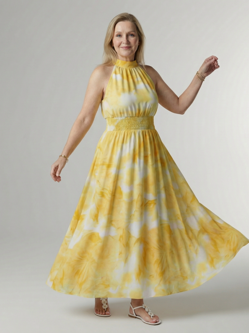 Rayna | Gathered Halter Midi Dress