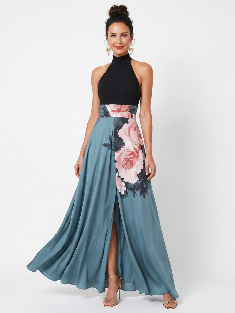 Oletta | Floral Halter Maxi Dress
