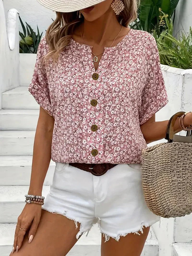 Xia | Wildflower Notch Blouse