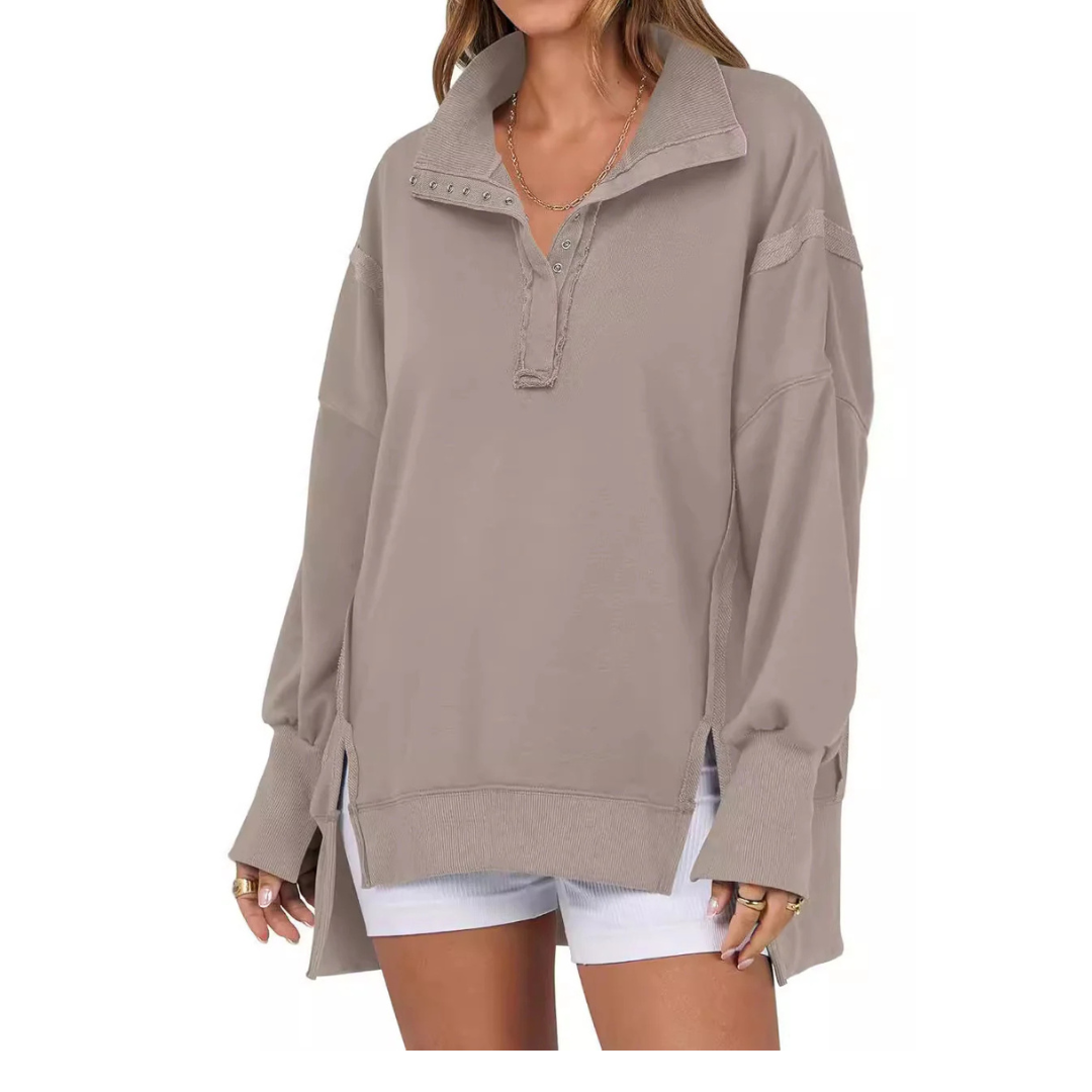 Celeste | Loose High-Low Split Hem Sweatshirt