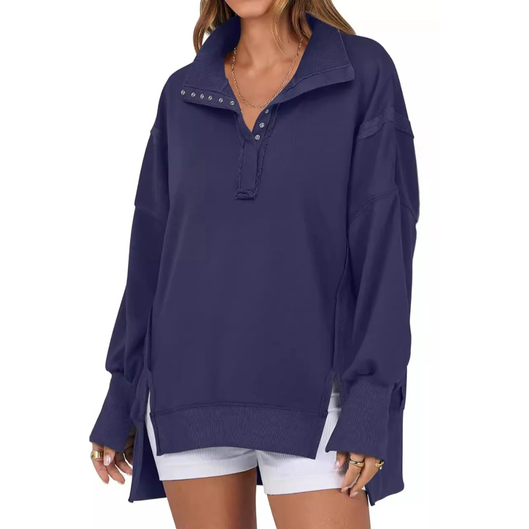 Celeste | Loose High-Low Split Hem Sweatshirt