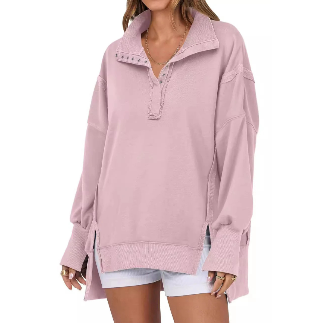 Celeste | Loose High-Low Split Hem Sweatshirt