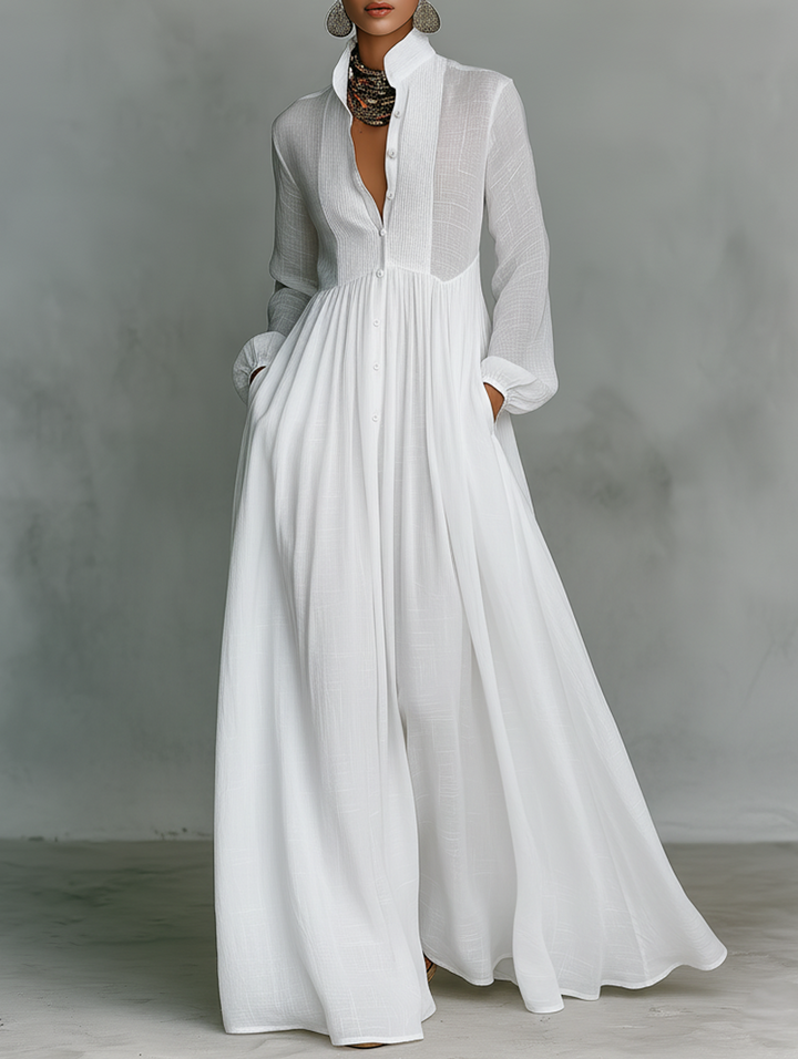 Henley | Flowing Button-Front Maxi Dress