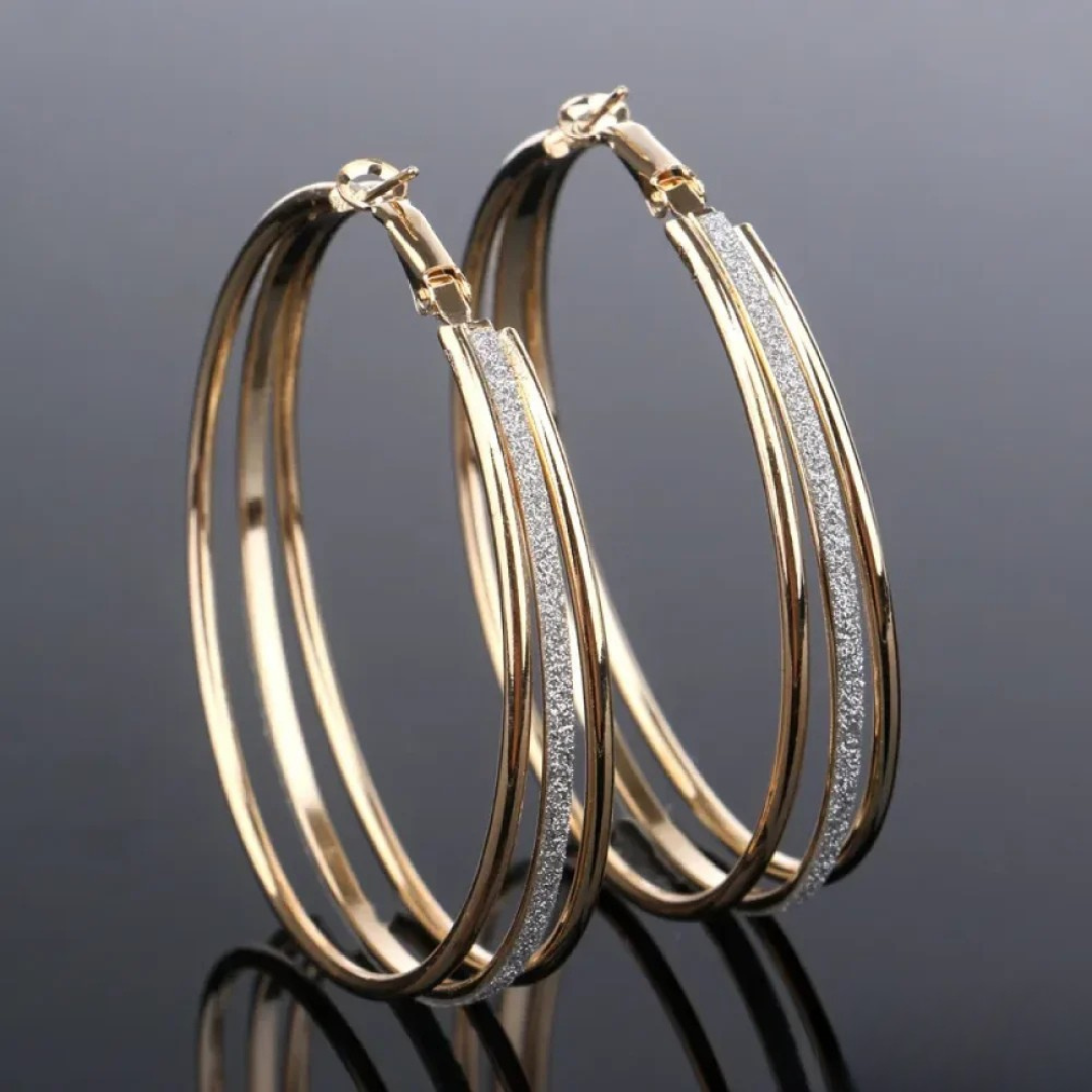 Katia | Gold Retro Hoop Earrings