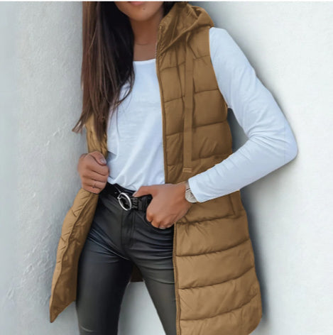 Camille | Hooded Long Puffer Vest