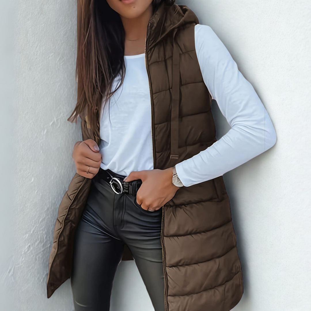 Camille | Hooded Long Puffer Vest