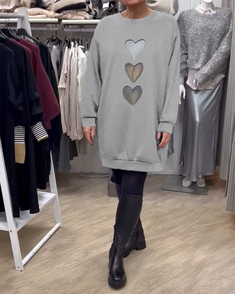 Briella | Heart Print Cozy Sweatshirt Dress