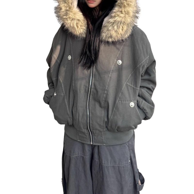 Zara | Faux Fur Lined Y2K Bomber