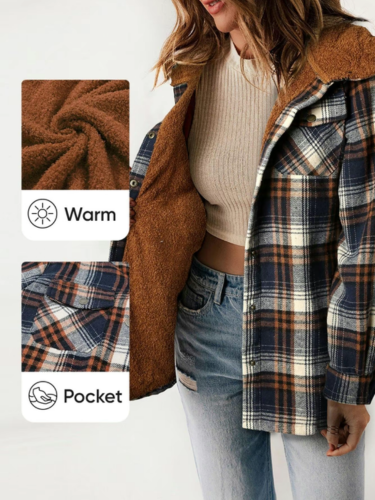Vivienne | Sherpa-Lined Plaid Hooded Jacket