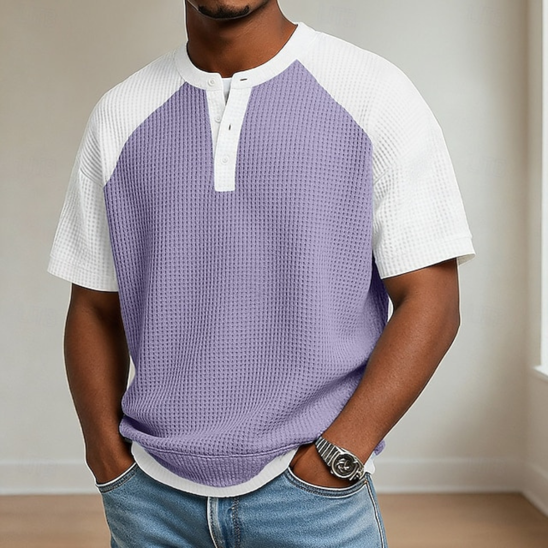 Homer | Waffle Knit Colorblock Henley