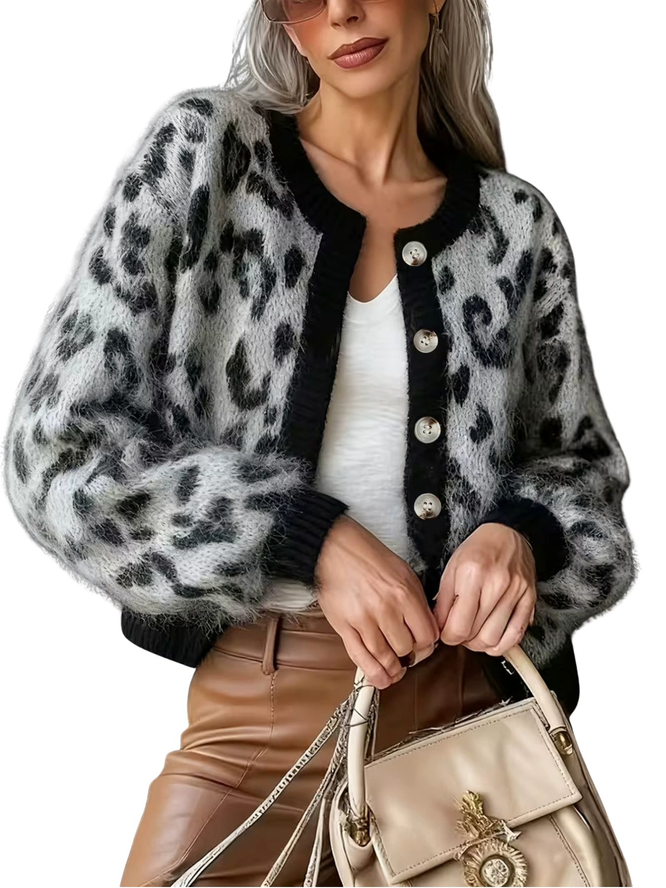 Vivienne | Bold Leopard Print Button Cardigan