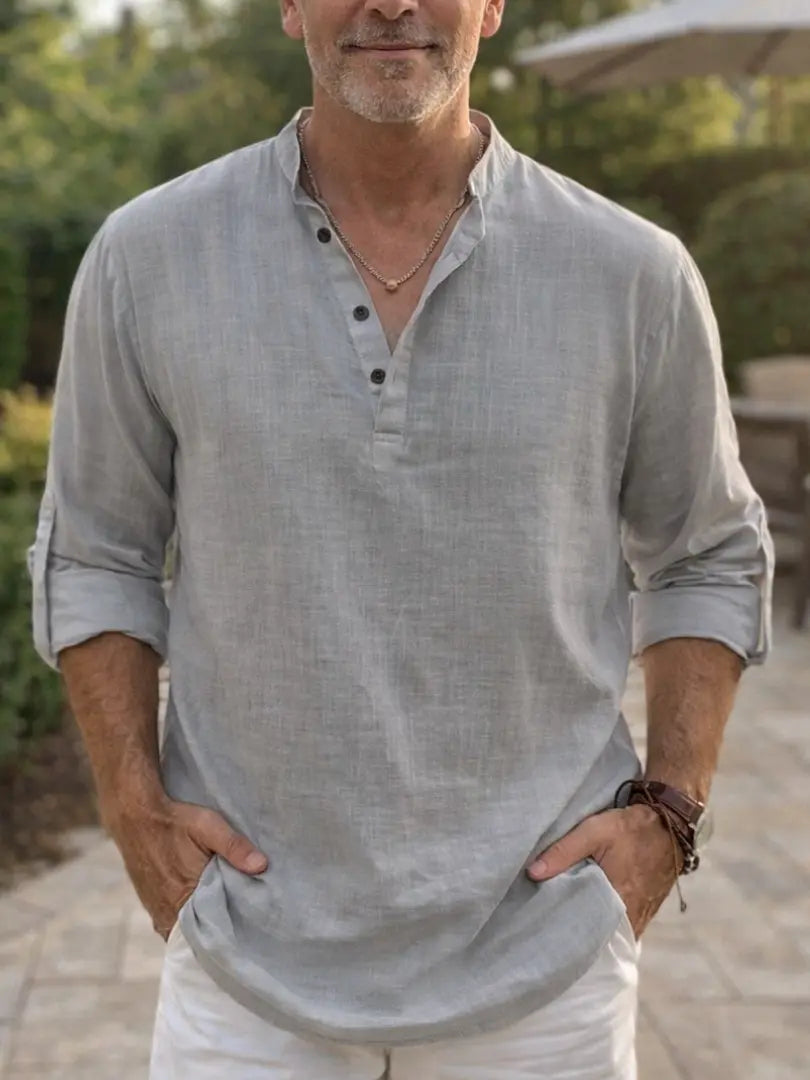 Norton | Collarless Cotton Shirt