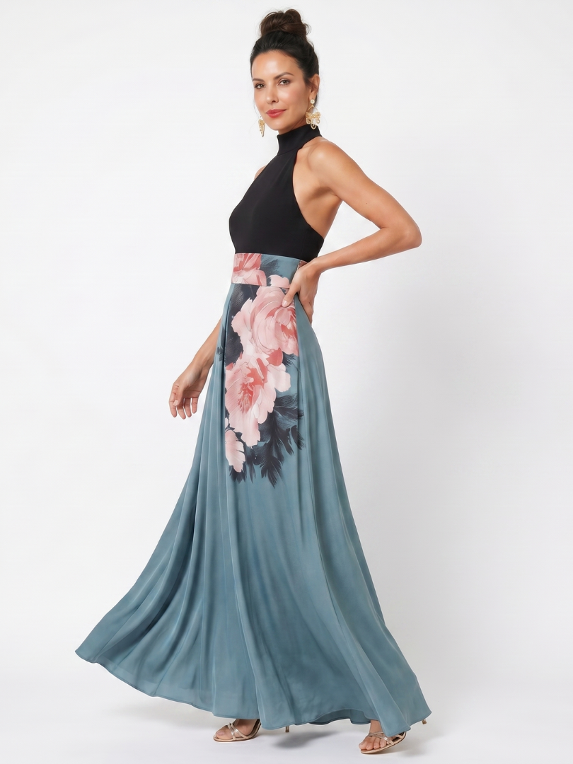 Oletta | Floral Halter Maxi Dress
