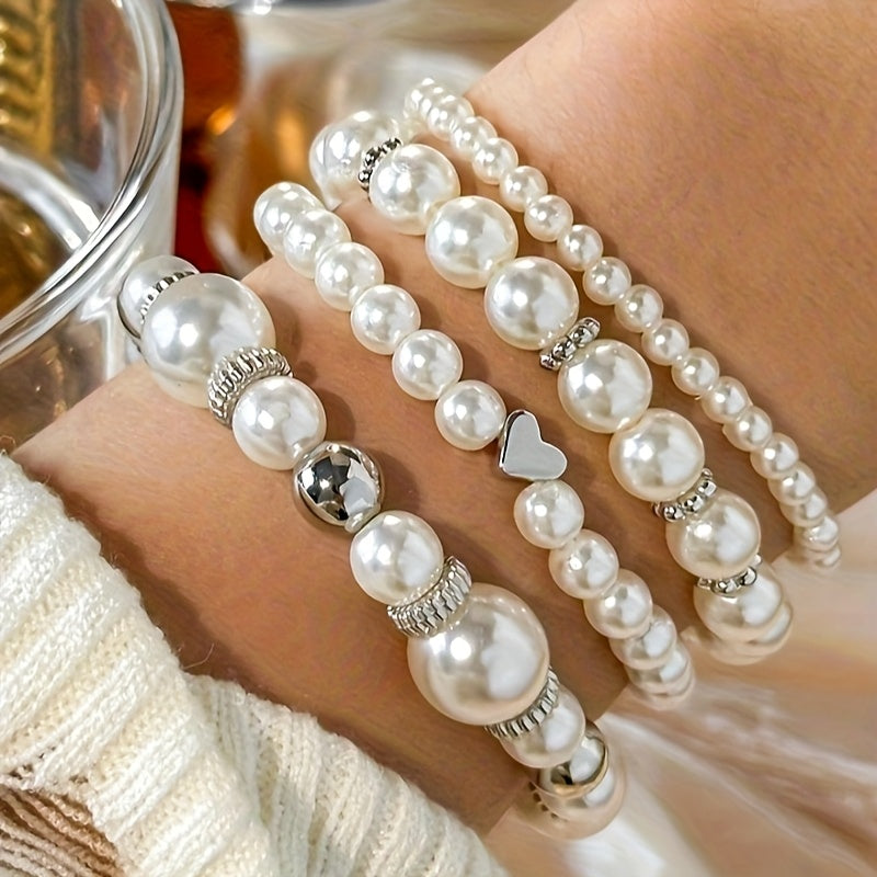 Lorraine | Pearl Heart Bracelet Set