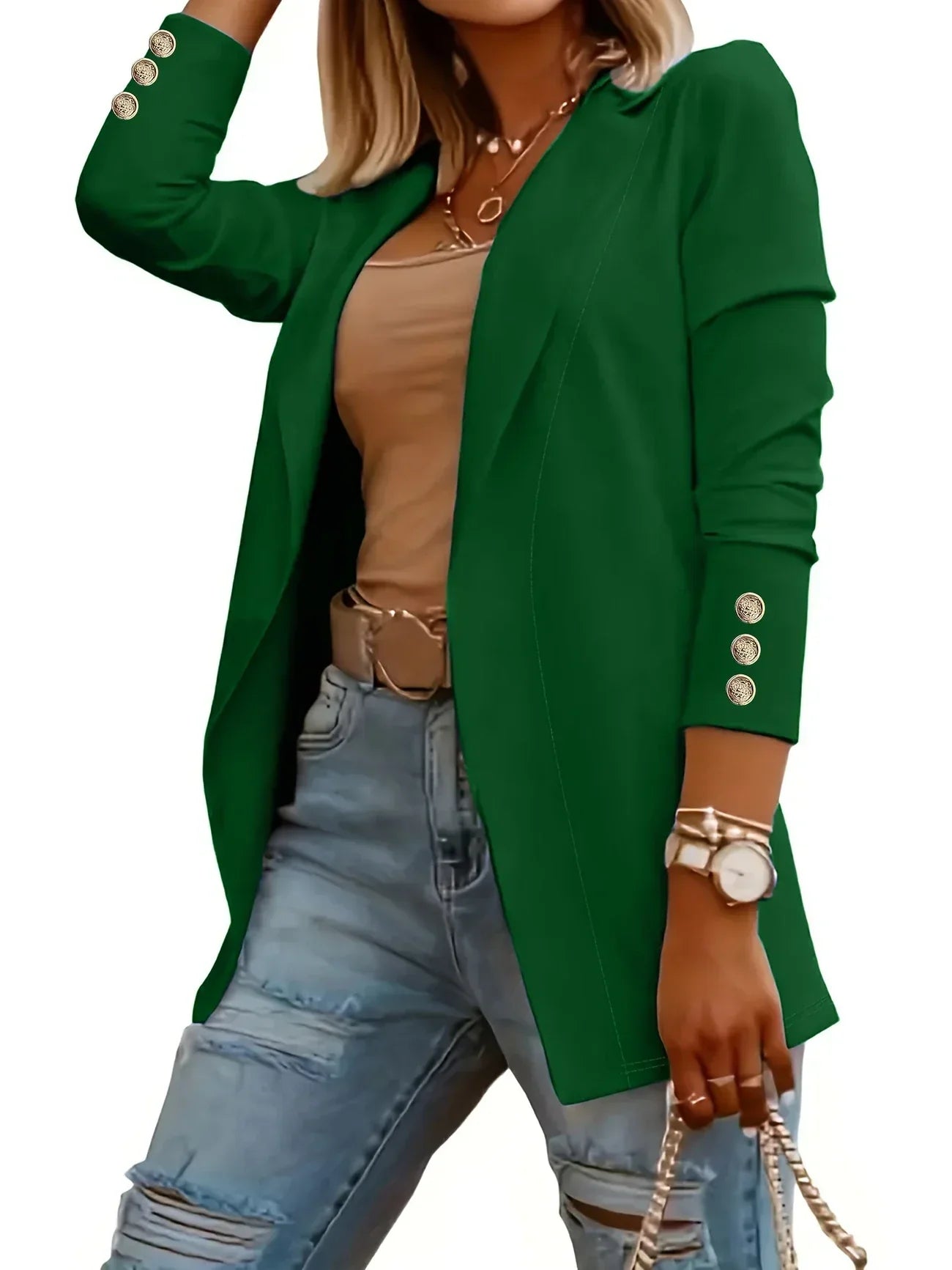 Céleste | Chic Open Front Draped Jacket