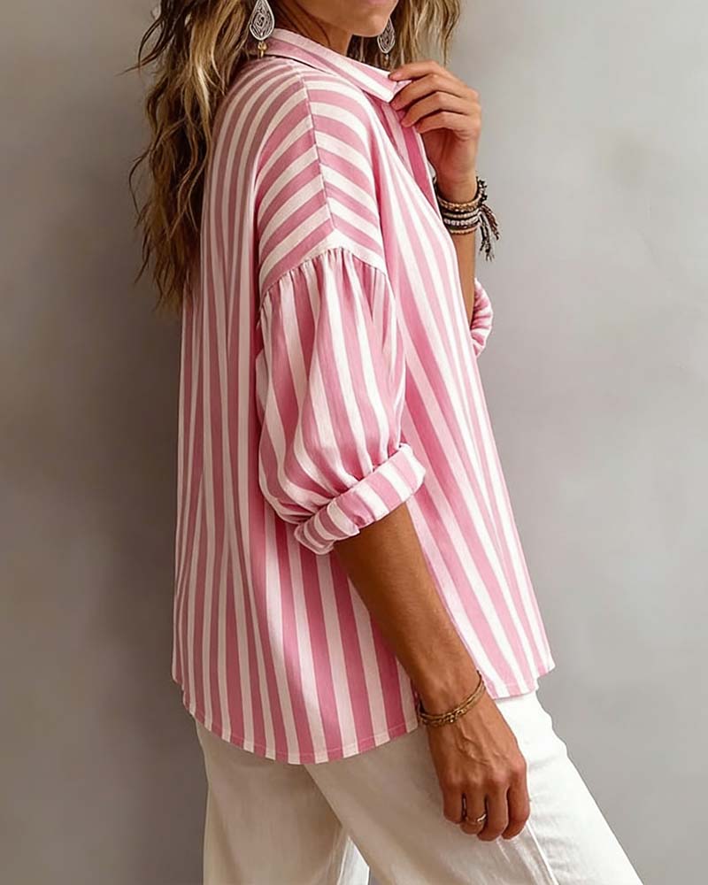 Noemi | Striped Loose-Fit Blouse with Collar